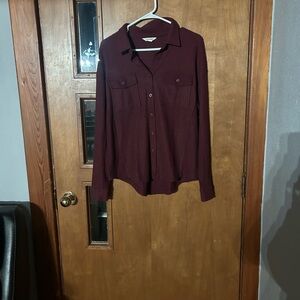 Lucky Brand Dark Red Casual Button Down Shirt